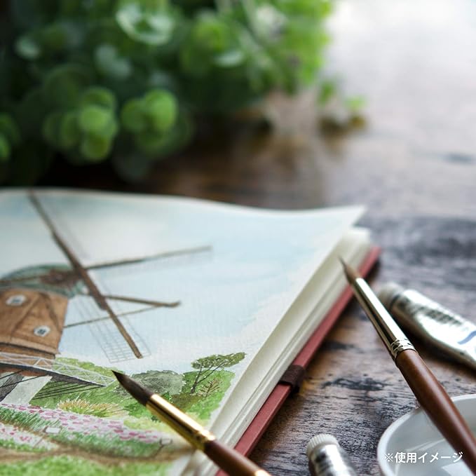 Maruman VifArt Watercolor Artbook- Premium Rough Watercolor Paper, Natural White, F3, 9.02" x 11.57", 15 Sheets/ 30 Pages, Reinforced Cover Sketchbook for Watercolor & Mixed Media, Red
