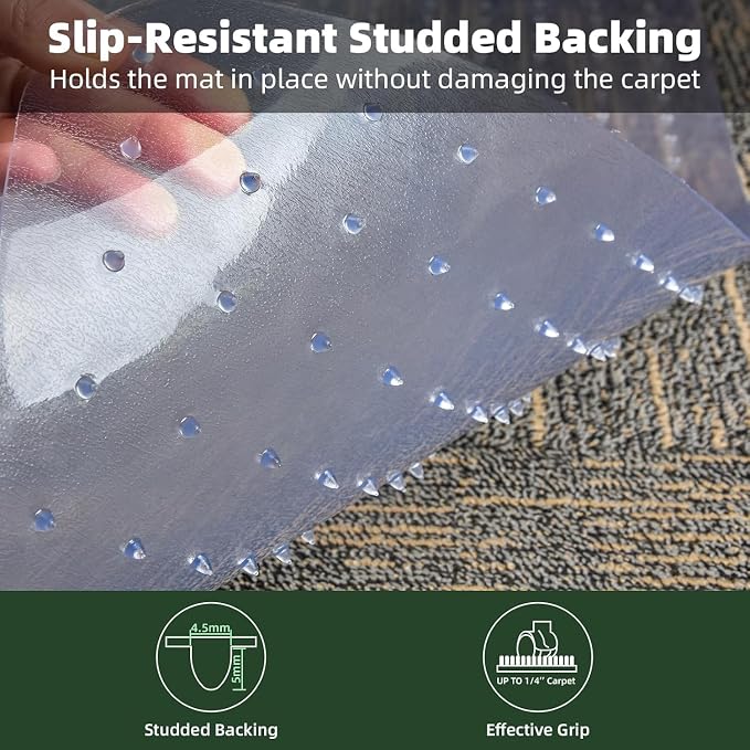 Office Chair Mat for Carpets, 2 Pack 36" x 48" Chair Mat, Slip Resistant Heavy Duty Under Desk Protector Carpeted Floors Mats, Rolling Computer Mats with Studs for Office Low Pile Carpets