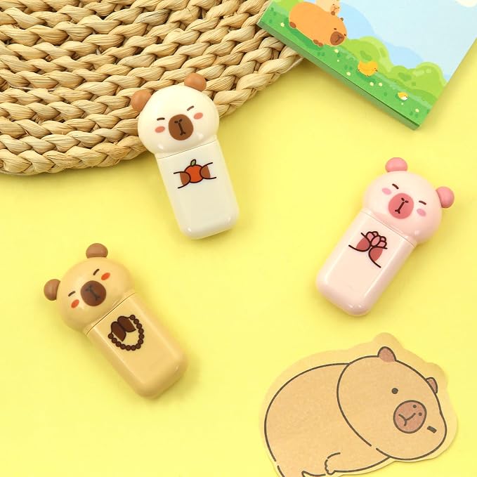 Geluode 3 Pack Capy Correction Tape Cartoon Correction Tape Cute White Out Cute Kapibala School Supplies for Student Writing Office School Stationery Supplies, 1/5in.x 19.7ft.(5mm x 6m)