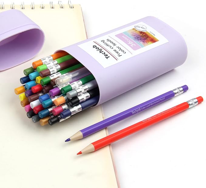 Mechanical Colored Pencils 2.6mm 36PCS, Colored Pencils for Adults | Colored Mechanical Pencil for Coloring and Drawing, Aesthetic Colored Pencils with Sharpener and Portable Case