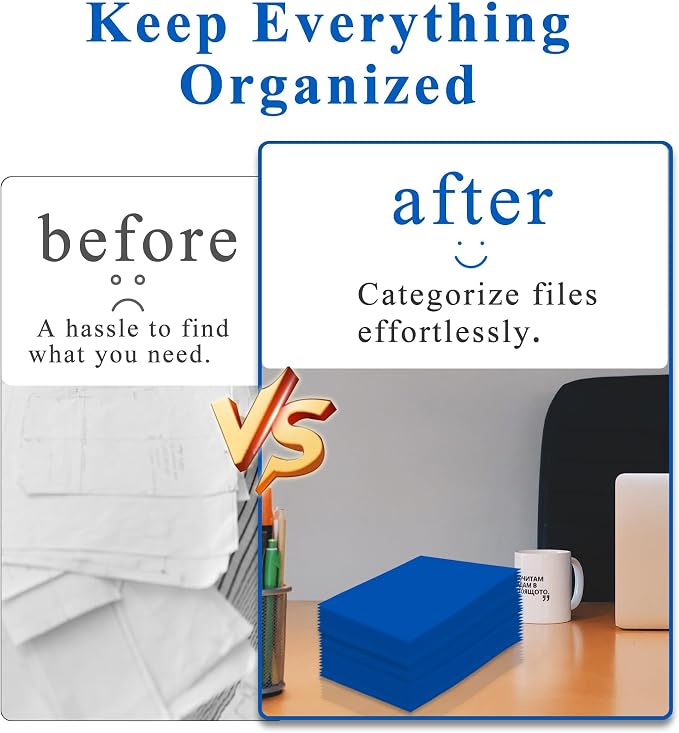 Zzrywuty File folders with Pockets,Blue Two folders for documents,100 Pack Paper Folders with Card Slot,Letter Size,School Students,Business,Home and Office Workers