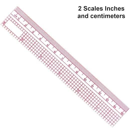 Pelopy 4 Pieces Clear Sewing Ruler Plastic Grid Transparent Ruler Plastic Straight Measuring Tool Set for Clothes Design Sewing(6 Inches, 12 Inches, B75 B-55 B-65 5808)