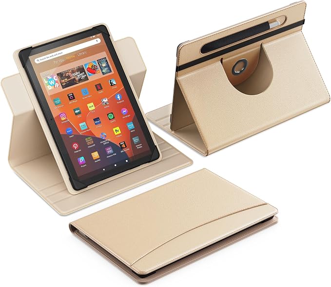 MoKo for Universal 11 inch Android Tablet Case with Pen Holder, Dune | Fits All 9.6-11 inch Tablets, Slim 360 Degree Rotating Cover, Multi-Angle Stand, Front Pocket, No fit iPad/NO back opening