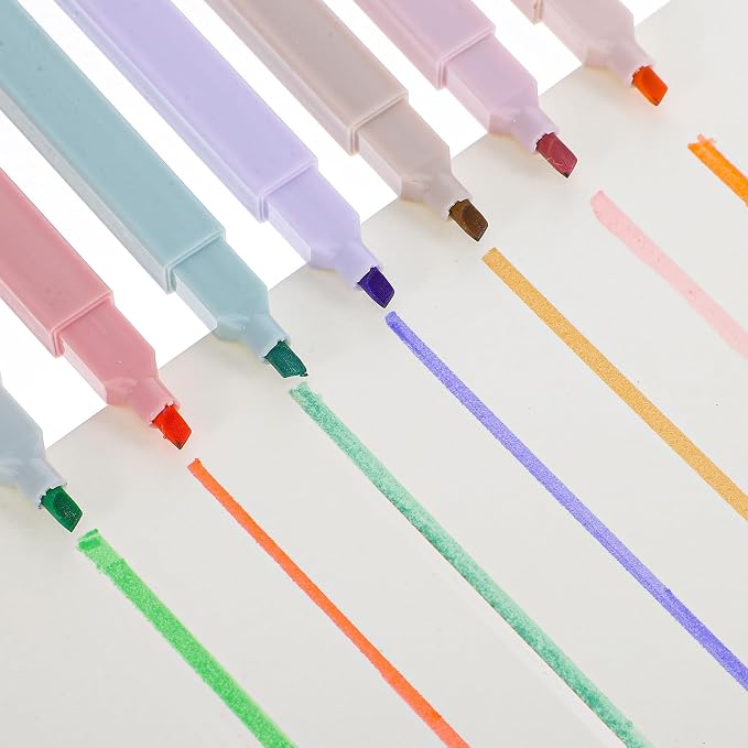 144PCS Aesthetic Highlighters Bulk, Assorted Color No Bleed Dual Tip Bible Pens, Fine Tip & Chisel Tip Marker Pens, Glitter Book Highlighters for Journal Planner Notes Classroom Office Supplies