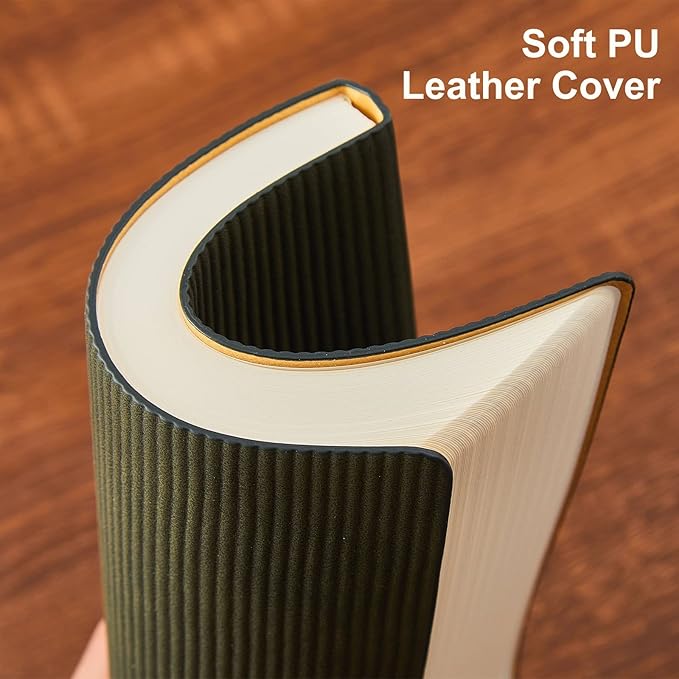Lined Journal Notebook for Work College Ruled Notebook 5.79" x 8.27" A5 PU Leather Daily Journaling Notebook 216 Pages for Women Men Daily Writing Business School Travel Gift (Dark Green)