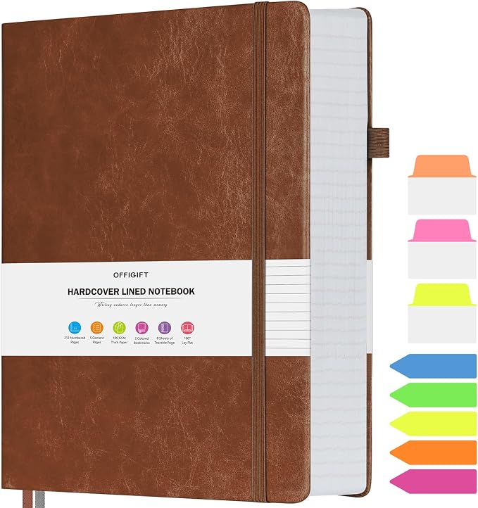 College Ruled Notebook 8.5" x 11", 312 Numbered Pages Lined Leather Journal | Extra-Thick with 2X Writing Space, 100gsm No Bleed Paper, Hardcover, Lay-Flat, for Work, School, Meeting Notes & Journaling