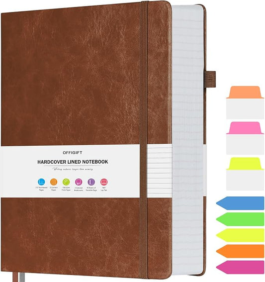 College Ruled Notebook 8.5" x 11", 312 Numbered Pages Lined Leather Journal | Extra-Thick with 2X Writing Space, 100gsm No Bleed Paper, Hardcover, Lay-Flat, for Work, School, Meeting Notes & Journaling