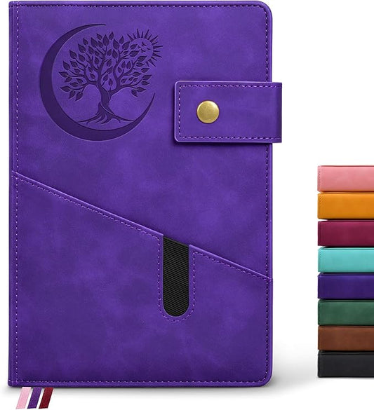 PAIBAS Blank Journal Notebook, A5 Hardcover Leather Sketchbook with 200 Pages Thick Blank Paper for Men Women, Unlined Drawing & Writing Journal, 5.9" x 8.4" Plain Notebook (purple)