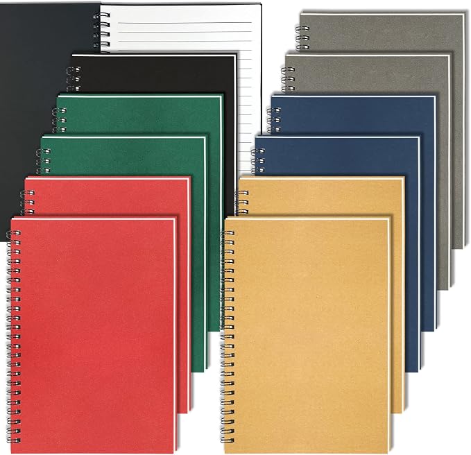 12Pack Small Spiral Notebook, 5.5 x 8.3” Notebook for Work 120Page Notepads | Multipack College Ruled Notebook Bulk Spiral Bound A5 Small Notebook Journal Lined for Office Note Taking Journaling Writing