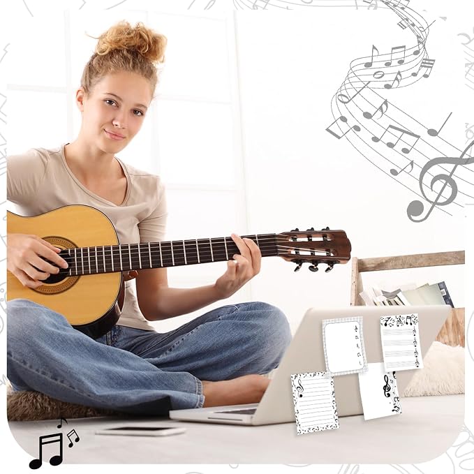 Chiisong 12 Pcs Music Sticky Notes Musical Note Pads Funny Memo for Music Teacher Appreciation Gifts Party Favor Musical Message Reminder Christmas Small Supplies Home Office