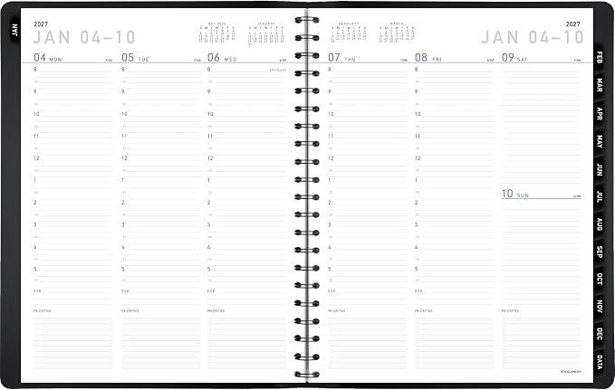 AT-A-GLANCE 2027 Appointment Book Planner, Weekly & Monthly, 8.25" x 11", Half-Hourly, Contemporary, Black (70950X0527)