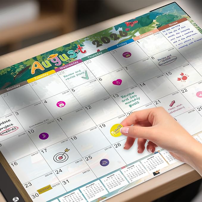 Gannyfer Desk Calendar 2026-2027, 18-Month Large Desk Calendar, Use Now Until March 2027, 22" x 17" Desktop Pad Calendar, with Notes Section, Thick Paper, Large Grid Layout (6 Stickers Included)
