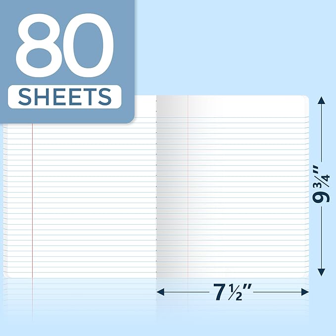 SUNEE Composition Notebooks - Wide Ruled Paper, 4 Pack Composition Book, 9 3/4" x 7 1/2", 80 Sheets/160 Pages, Assorted Morandi Colors, School & Office Supplies