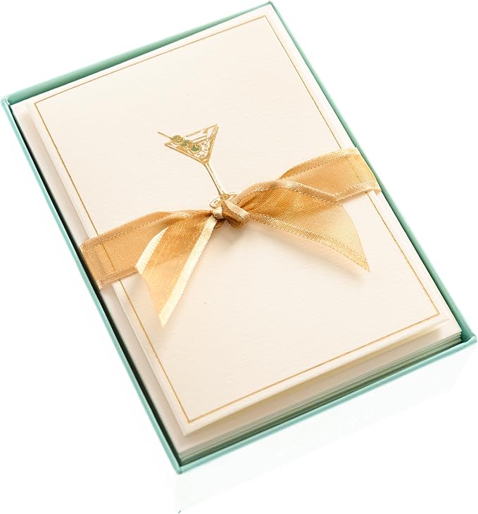 Graphique La Petite Presse Martini Boxed Notes | Blank Note Cards with Envelopes | 10 Count All Occasion Greeting Card Set | 3.25 x 4.75 Inches | High Quality Thick Paper Stationery with Unique Design