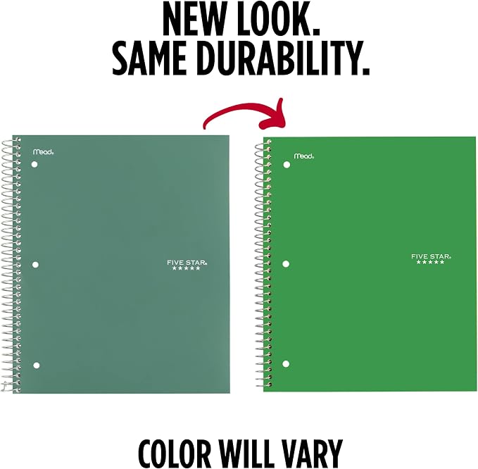 Five Star Spiral Notebook + Study App, 1 Subject, Graph Ruled Paper, 8-1/2" x 11", 100 Sheets, Fights Ink Bleed, Water Resistant Cover, Seaglass Green (620000CH1)