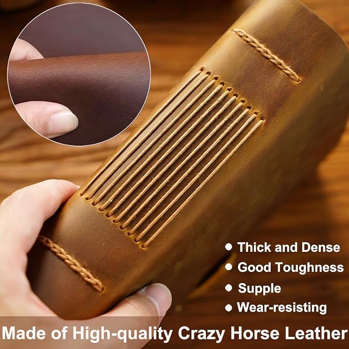 Acidea Leather Vintage Journal, 7.5"x5.5" Hardcover Executive Notebooks, 200 Sheets(400Pages) Blank Kraft Paper Sketchbook, Genuine Leather Handmade Travel Writing Journal Dairy, Gift for Men, Women