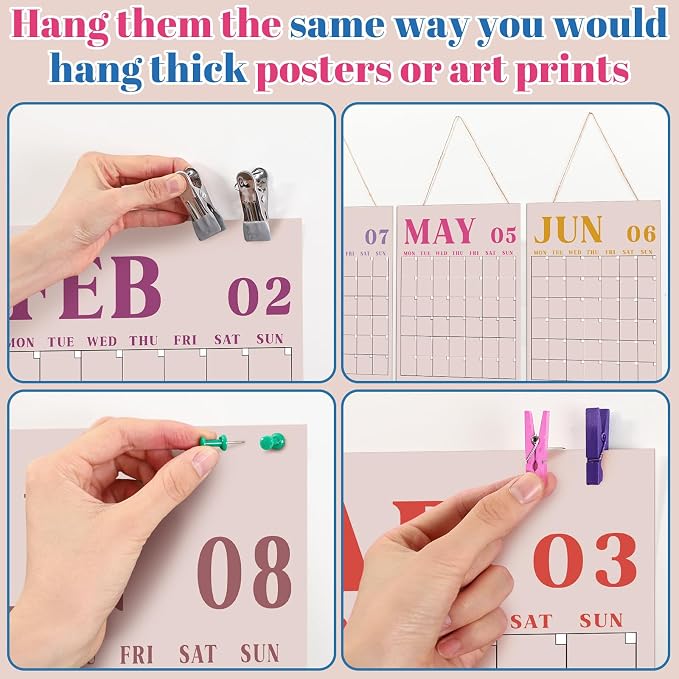 Gueevin 2026 Reusable Classroom Calendar Large Undated Dry Erase Wall Calendar 16 x 12 Inches Big Monthly Blank Planner Yearly Planning for School Organizing Office Home (Morandi Minimalism)