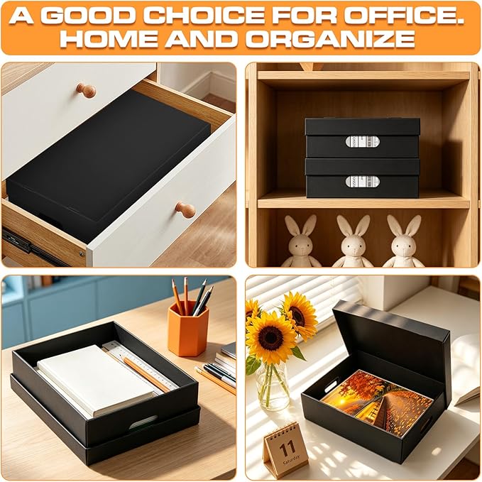 AOBOPLE 6 Pack Photo Storage Box,11" x 14" x 4" Archival Storage Box with Lids,Protective Storage Box for Photo,Pictures,11x14 Documents, Keepsakes and Jewelry Home and Office Organizer