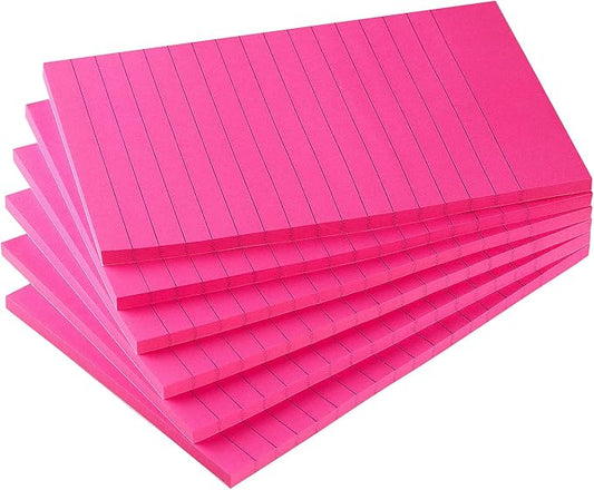 Early Buy Lined Sticky Notes, 4x6 in, 6 Pads, 45 Sheets/Pad (Rose Red)