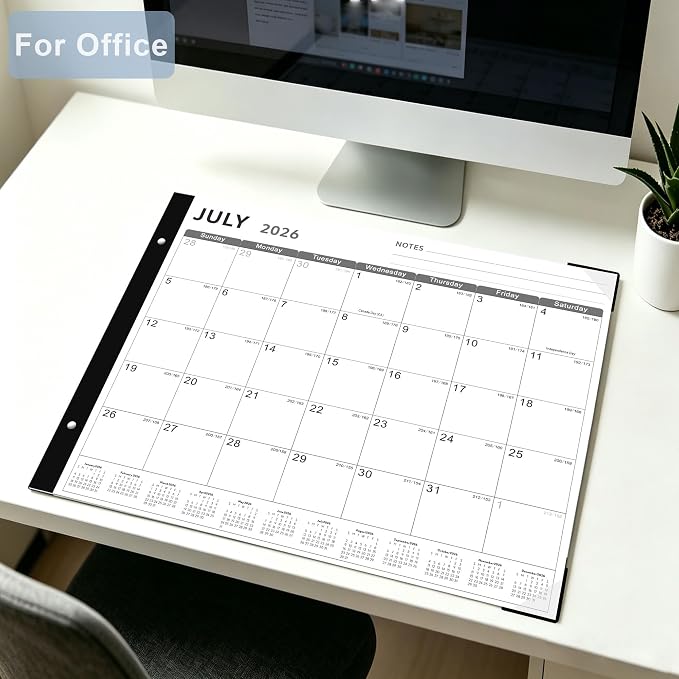 Desk Calendar 2026-2027, KOPEESY 22" x 17" Large Desk Calendar, 18 Mouths From March 2026 to August 2027, Desktop Calendar with Notes and Thick Paper for Home, Office and School