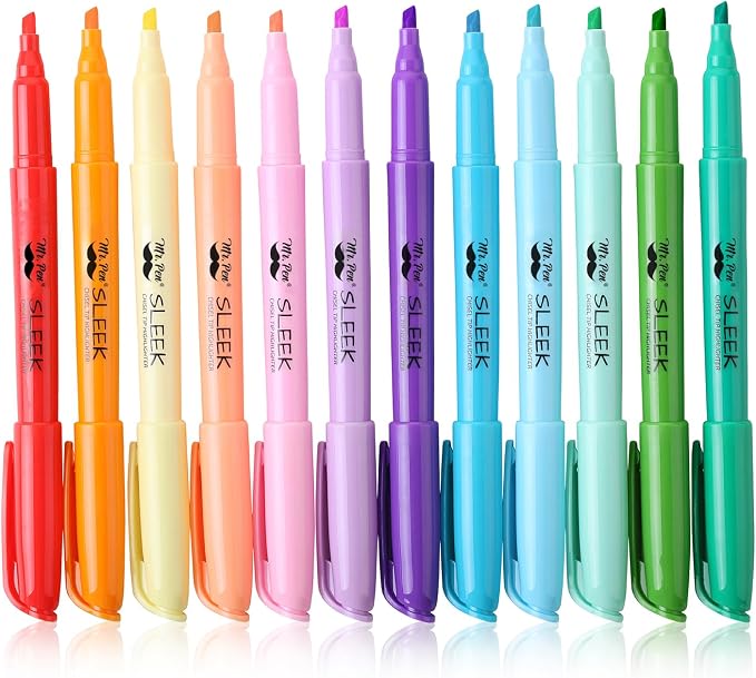 Mr. Pen- Highlighters, 12 Pack, Assorted Colors, Chisel Tip, Quick-Dry | Smear-Resistant, Odorless Highlighters for School, Office & Journaling