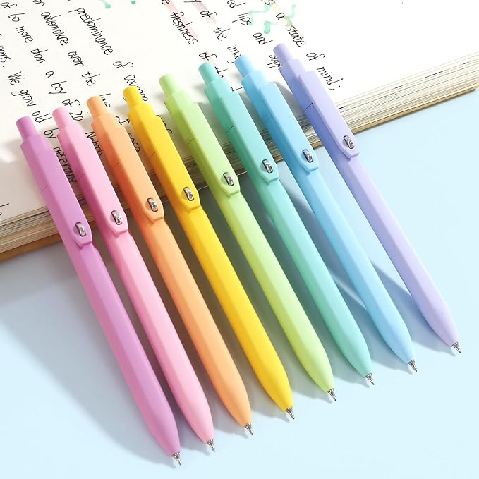 Vitoler Cute Gel Pens, 8 Pack 0.5mm Fine Point Pens with Fidget Quick Dry | For Women, For Teachers, For Nurses, Smooth Writing, Liquid Ink, For Badge, Black ink, Felt Tip, Medium Point, For Journaling