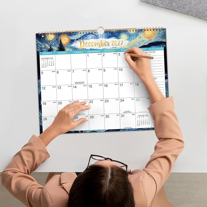 2027 Calendar - 2027 Wall Calendar, January 2027 - December 2027, 2027 Monthly Wall Calendar, 15" x 11.5", 12 Months Calendar, Large with Hook, Perfect for Organizing, For Home, Office And Classroom