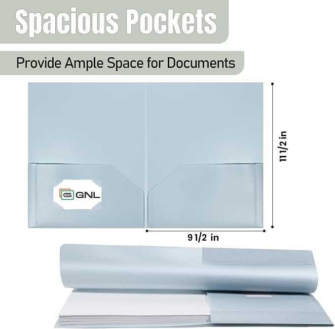 GNL Plastic Folders with Pockets, Pack of 5, Muted Pastel Colors, Heavy Duty 2 Pocket File Folders Letter Size, Pocket Folders for School, Home, and Office