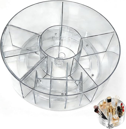 Acrylic Pen Holder, 360 Rotating Pencil Holders & Pen Holders - Multi-Functional Makeup Brush Holder for Desk, Clear Organizer for Cosmetics/Stationery