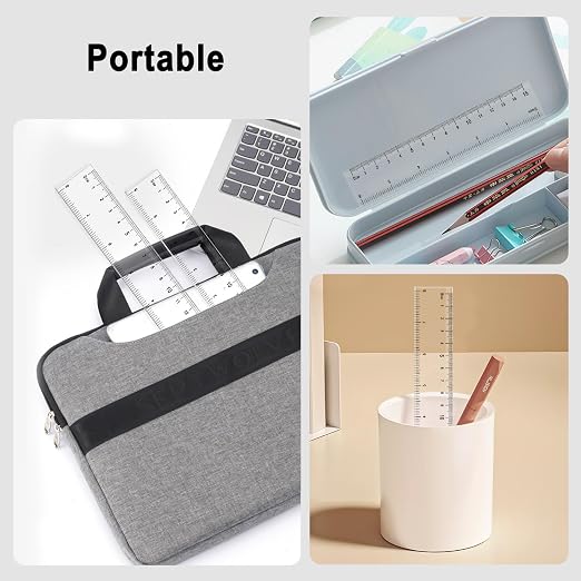 4 Pack Clear Plastic Rulers, 6 Inch & 8 Inch Straight Ruler Set, Transparent Metric & Inch Measuring Rulers for School, Office, Home, Kids, Drafting and Craft