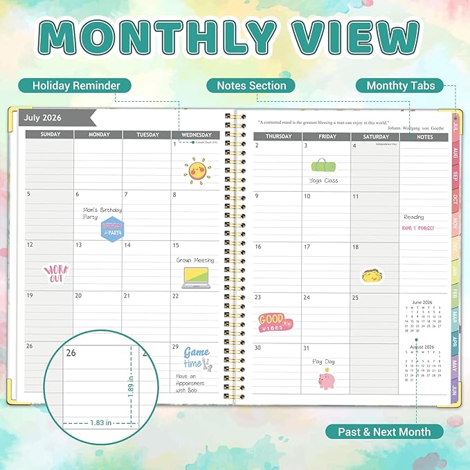 Academic Planner 2026-2027, 8.5" x 11", Hardcover Weekly Planner, Tree | Calendar Planner July 2026 - June 2027, Agenda Book with Tabs, Inner Pocket and Sticker for Office & School, A4