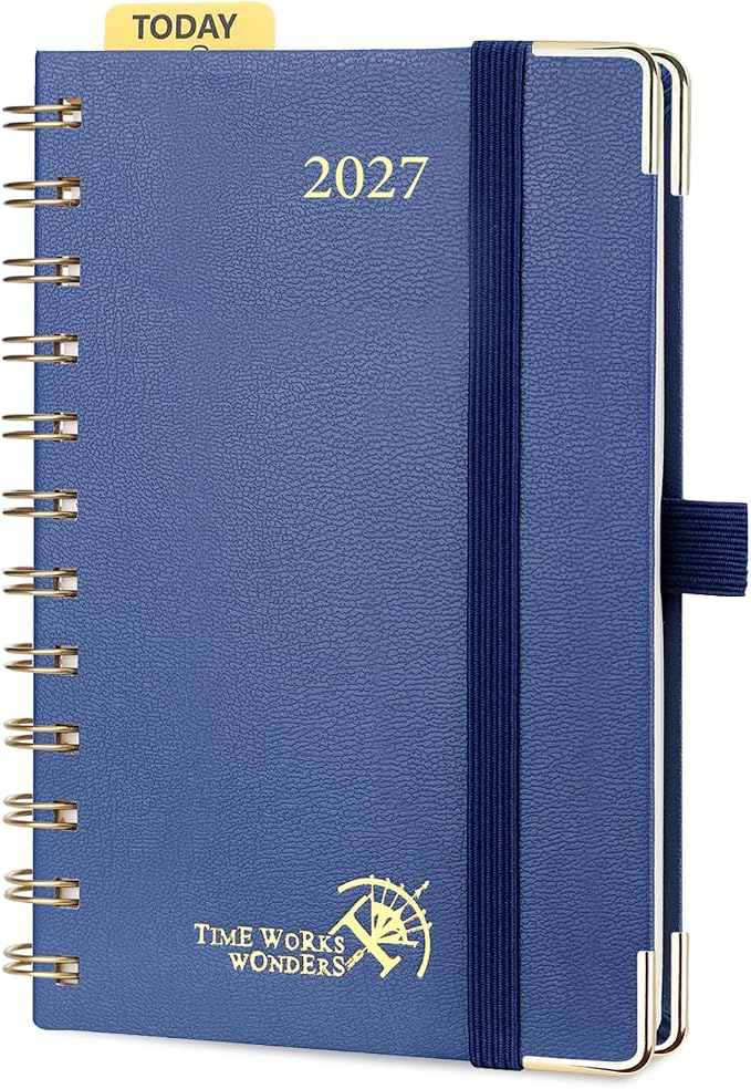 POPRUN Pocket Calendar 2027,4" x 6.25" Small Weekly Planner, Jan 2027 - Dec 2027 Appointment Book with Flexible Hardcover, Inner-pocket, Pen loop - Navy Blue