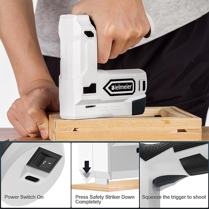Bielmeier Electric Staple Gun, 4V Cordless Battery Powered Staple Gun, 2-in-1 Electric Stapler & Brad Nailer with 1200 T50 Staples, 400 Nails, USB-C Charger for Upholstery, Wood & DIY