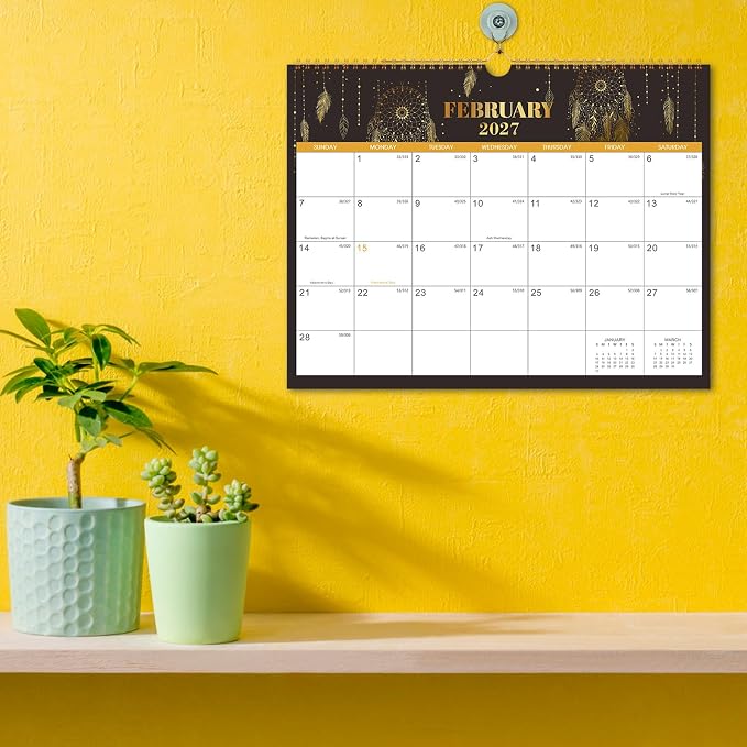 2027 Calendar - 2027 Wall Calendar, JAN 2027 - DEC 2027, 15" x 11.5" | 2027 Wall Calendar 12 Month with Hanging Hook, To-do & Notes for School, Home, Office Organization