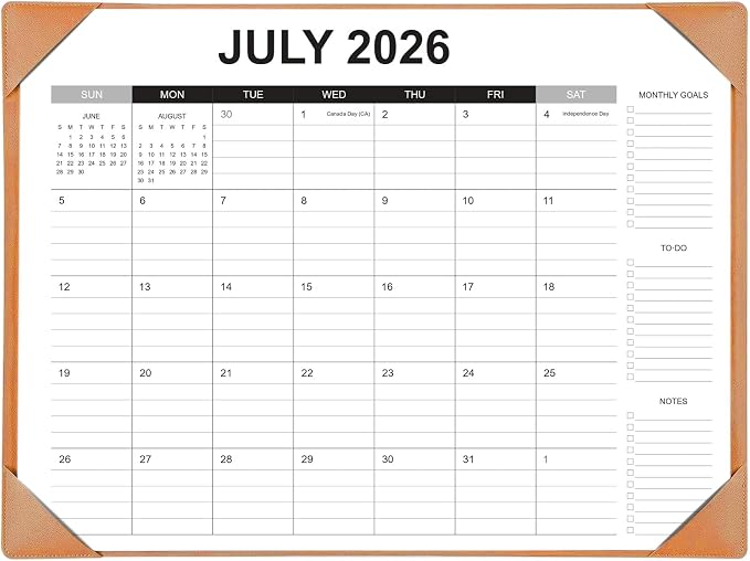 Desk Calendar 2026-2027 with Desk Mat – 22" x 17" Large Desk Pad Calendar Runs from July 2026 to December 2027, Office Supplies Desktop Monthly Calendar for Home & Office