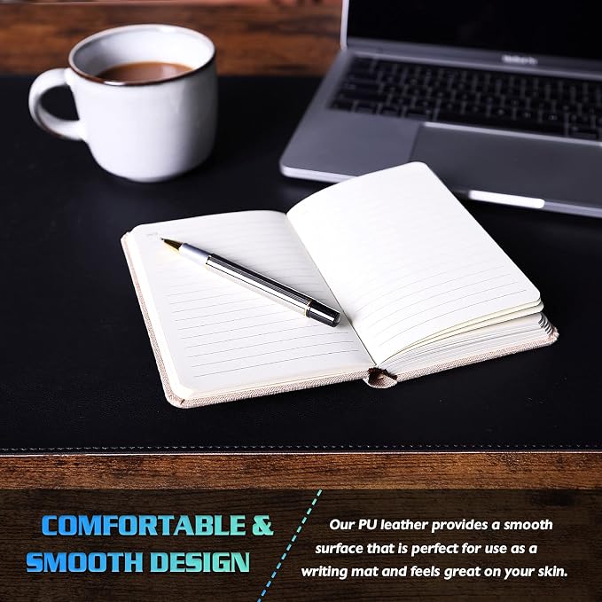 K KNODEL Large Sewing Leather Desk Mat, Desk Pad (Black, 31.5" x 15.7") | Mouse and Keyboard Pad, PVC Computer and Laptop Mat, Desktop Protector and Cover, Writing Pad and Blotter for Home Office