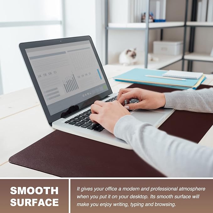 K KNODEL Small Desk Protector Mat, Leather Desk Pad (23.6"x13.8", Brown) | Non-Slip Desk Mat, Desk Pads and Blotters, Desktop Mat, Desk Protector and Cover, Office Computer, Laptop and Keyboard Mat