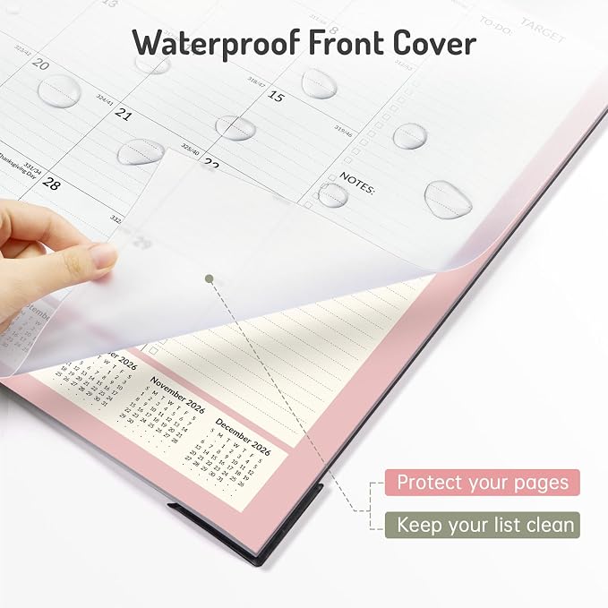 Forvencer Desk Calendar 2026-2027, 20 Months Calendar Runs from May 2026 to December 2027, 22" x 17" Large 2026 Desk Calendar Monthly Planner with Plastic Cover for Home School Office, Blue