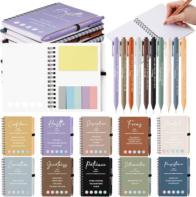 40 Pcs Motivational Inspirational Notebook Bulk with Notes Pen,Morandi | Back to School Spiral Notebooks Inspirational Motivational Appreciation Gift for Students Teacher Employee Team Coworker