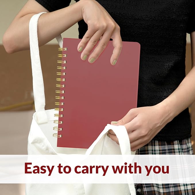 SUNEE Lined Spiral Journal Notebook for Women, 146 Pages College Ruled Hardcover Journaling Notebook for Work, Note Taking and Office School Supplies, A5 -Burgundy