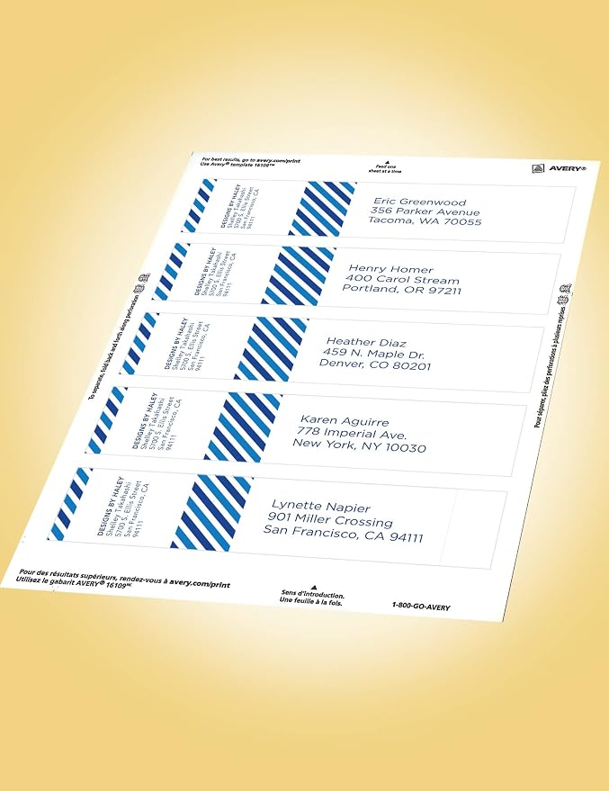 Avery Printable Wraparound Rectangle Labels, 7.85" x 1.75", Textured White, 50 Customizable Labels (22838)