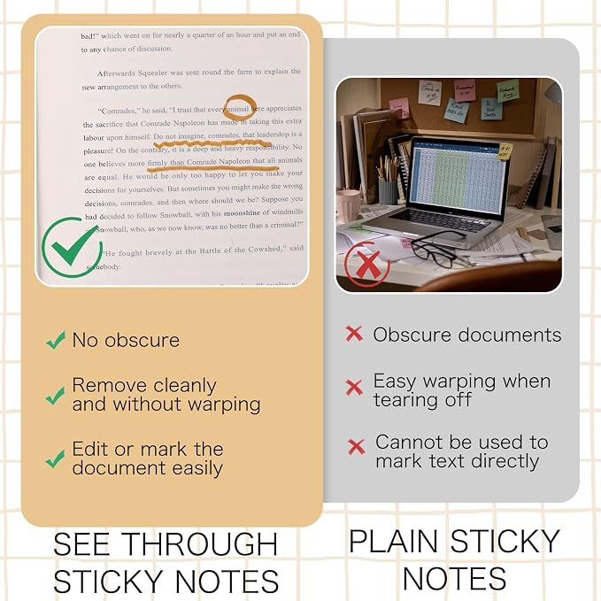 100 Sheets Extra Large Jumbo Transparent Sticky Notes Clear Self Sticky Notes, 2 Pads Notes Waterproof Translucent Paper, Office School Supply(Clear,Letter, 8.5 x 11 Inch)