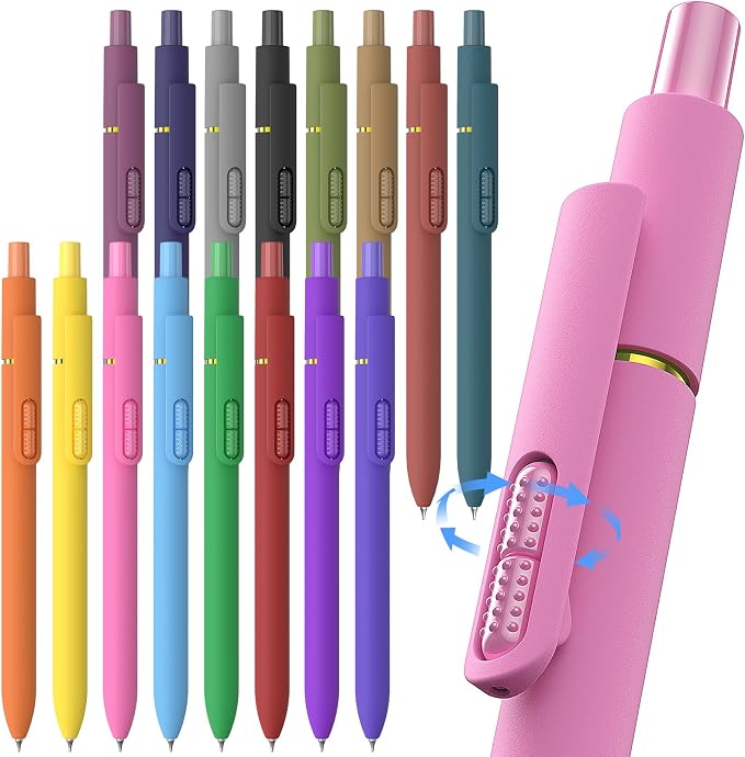 inkipen Colorful Fidget Pens, 16 Pcs 0.5mm Fine Point Retractable Smooth Writing Pen, Quick Drying Colored Ink Pens for Journaling School Office Supplies, Dopamine+Vintage Colors