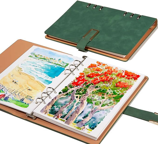 Lightwish Watercolor Sketchbook,100% Cotton Acid Free Watercolor Journal,300gsm/140lb Hot Press Watercolor Paper for Artists,Adults,Students,20 Sheets,9.25 * 6.3 Inches