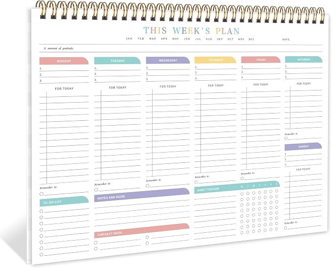 TREES Weekly To Do List Pad with 52 Undated Sheets（8.5"×11"）- Weekly Desk Notepad with Spiral Binding for Women & Man, Office, School and Home Personal Organizer