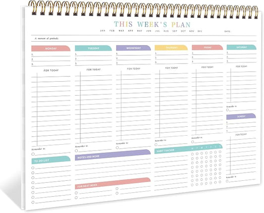 TREES Weekly To Do List Pad with 52 Undated Sheets（8.5"×11"）- Weekly Desk Notepad with Spiral Binding for Women & Man, Office, School and Home Personal Organizer