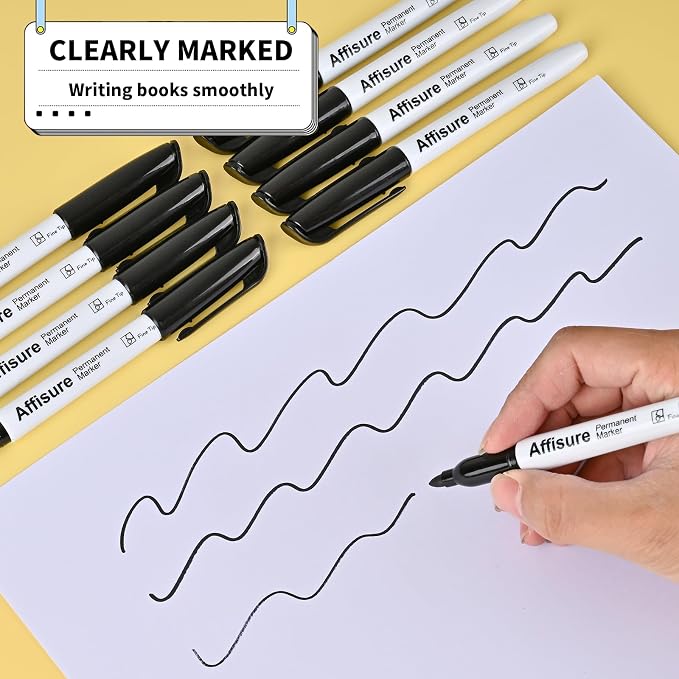 Permanent markers, 100 packs permanent markers bulk, quick dryingin one second, waterproof, smooth, noteasy to erase, durable, can be markedon glass, tiles and cloth, office supplies