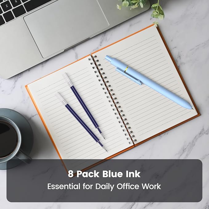 8 Pack Blue Gel Pens with Fidget, Quick-drying Blue Ink No Smudge | 0.7mm Fine Point Smooth, Long-Lasting Ink, Soft Grip Retractable Pens for Journaling School Office, Gift for Women Men Nurse