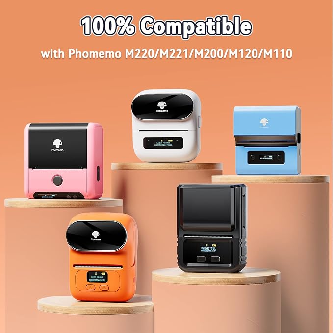 Phomemo Thermal Labels- Address Labels Sticker for M120/M220/M110/M221/M150/M250 Label Printer Machine, 1.97"x3.15"(50x80mm),100 Labels/Roll, for Barcode/Cloth/Name/Bussiness Tag,Black on White