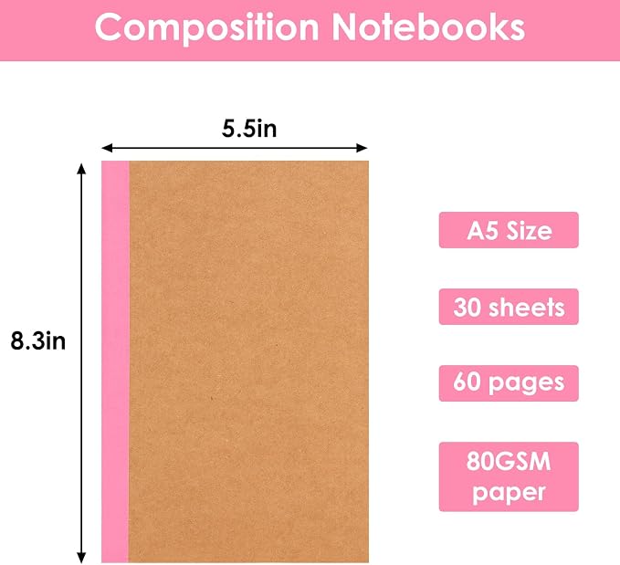 LABUK 60 Pack Notebooks Bulk, A5 Lined Journaling Notebooks Bulk, Rainbow Composition Notebooks Journals, 15 Colors 60 Pages for School Office